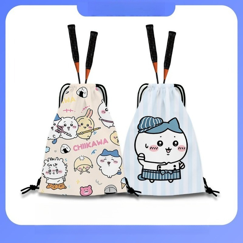 Badminton Bag - 귀여운 만화 캐릭터 디자인의 드로스트링 백팩,
